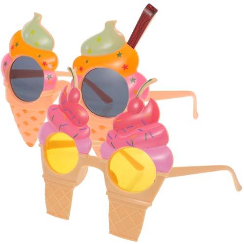 DEARMAMY Lustige Luau-Party-Sonnenbrille 2 Stück Hawaiianische Tropische Eiscreme-Gläser Geschenkartikel Ausgefallene Brillen Foto-Requisiten Für Geburtstag Sommer Strand Partyzubehör von DEARMAMY