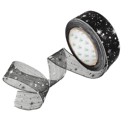 DEARMAMY Sterngarn-Verpackungsband Kränze Kuchen Halloween dünn Dekorativ dekoration geschenkband geschenkverpackung schwarzes Drahtband schwarzes transparentes Band Glitzerband Nylon Black von DEARMAMY