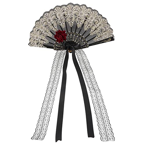 DEARMAMY Vintage Spitzenfächer Faltbarer Handventilator Eleganter Retro Rosenmuster Fächer Leicht Tragbar Für Cosplay Tanz Hochzeit Outdoor Party DEARMAMY Vintage Spitzenfächer Faltbarer Handventilator Eleganter Retro Rosenmuster Fächer Leicht Tragbar Für Cosplay Tanz Hochzeit Outdoor Party von DEARMAMY