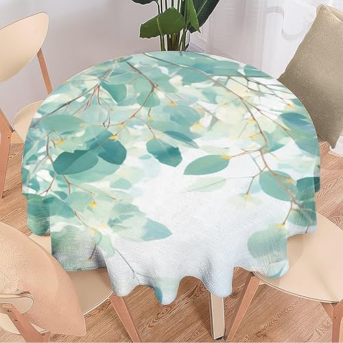 DEBAOKA Runde Tischdecke mit bunten Blättern, tropischer, schöner grüner Eukalyptus, wiederverwendbar, kreisförmig, hitzebeständig, schmutzabweisend, Tischdecke für Esszimmer, Küche, Innen- und DEBAOKA Runde Tischdecke mit bunten Blättern, tropischer, schöner grüner Eukalyptus, wiederverwendbar, kreisförmig, hitzebeständig, schmutzabweisend, Tischdecke für Esszimmer, Küche, Innen- und von DEBAOKA