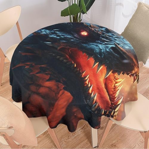 DEBAOKA Rustikale schwarze Drachen-Tischdecke, rund, wildes Fantasie-Tier-Design, wiederverwendbar, hitzebeständig, schmutzabweisend, Tischdecke für Esszimmer, Küche, Innen- und Außenbereich, DEBAOKA Rustikale schwarze Drachen-Tischdecke, rund, wildes Fantasie-Tier-Design, wiederverwendbar, hitzebeständig, schmutzabweisend, Tischdecke für Esszimmer, Küche, Innen- und Außenbereich, von DEBAOKA