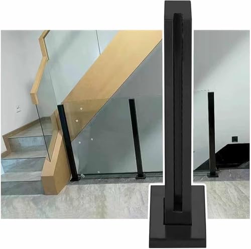 DECAKE Endkappe für Glasgeländer, Glaszaunpfosten, Bausatz für Balustradenpfosten aus schwarzem Glas, Robustes Zaunsystem für Flure und Balkone im Innenbereich mit Klemmen für P DECAKE Endkappe für Glasgeländer, Glaszaunpfosten, Bausatz für Balustradenpfosten aus schwarzem Glas, Robustes Zaunsystem für Flure und Balkone im Innenbereich mit Klemmen für P von DECAKE