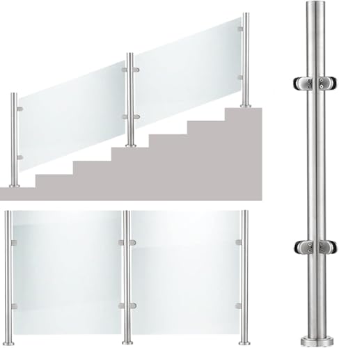 DECAKE Glasgeländer-Ende, Glaszaunpfosten, Balustradenpfosten, Treppengeländersäule für Glasplatten, Balustersäulenhalterungen, Klemme für Mall-Dachvillen, Doppelplatte, rund, Metall, Sta DECAKE Glasgeländer-Ende, Glaszaunpfosten, Balustradenpfosten, Treppengeländersäule für Glasplatten, Balustersäulenhalterungen, Klemme für Mall-Dachvillen, Doppelplatte, rund, Metall, Sta von DECAKE