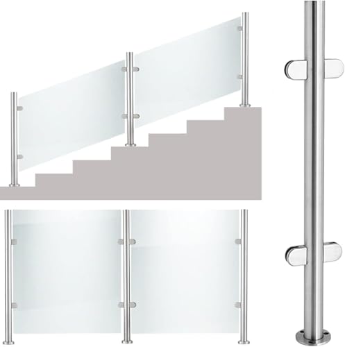 DECAKE Glasgeländer-Ende, Glaszaunpfosten, Balustradenpfosten aus Edelstahl für Glasplatten, Treppengeländersäule mit Halterungen, Klemme, Doppelplatte, runde Metallzapfen, ideal für EIN DECAKE Glasgeländer-Ende, Glaszaunpfosten, Balustradenpfosten aus Edelstahl für Glasplatten, Treppengeländersäule mit Halterungen, Klemme, Doppelplatte, runde Metallzapfen, ideal für EIN von DECAKE