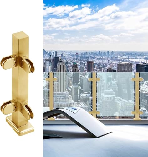 DECAKE Glasgeländersäule, (Metall gebürstetes Gold, Glasgeländerpfostenbeschläge, Glasbalustrade-Zaunpfosten für den Innen- und Außenbereich mit Klemmen, Pa DECAKE Glasgeländersäule, (Metall gebürstetes Gold, Glasgeländerpfostenbeschläge, Glasbalustrade-Zaunpfosten für den Innen- und Außenbereich mit Klemmen, Pa von DECAKE