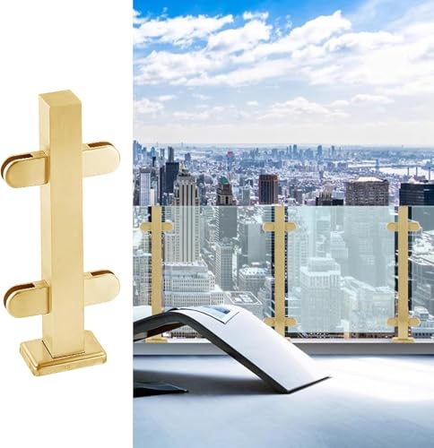 DECAKE Glasgeländersäule, (Metall gebürstetes Gold, Glasgeländerpfostenbeschläge, Glasbalustrade-Zaunpfosten für den Innen- und Außenbereich mit Klemmen, Pa DECAKE Glasgeländersäule, (Metall gebürstetes Gold, Glasgeländerpfostenbeschläge, Glasbalustrade-Zaunpfosten für den Innen- und Außenbereich mit Klemmen, Pa von DECAKE