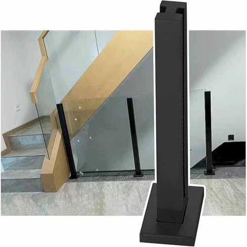 DECAKE Schwarzes Glasgeländerpfosten-Set für Balkonzäune, robuster Innenkorridor, System mit Klemmen für quadratische Glasplatten, 100 cm Lange Säule, Ende DECAKE Schwarzes Glasgeländerpfosten-Set für Balkonzäune, robuster Innenkorridor, System mit Klemmen für quadratische Glasplatten, 100 cm Lange Säule, Ende von DECAKE