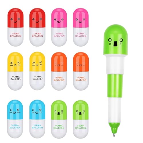 DECARETA 24er Set 6 Farben Mini Kapsel Stifte Pillen Kugelschreiber Ausziehbar Kapsel Druckkugelschreiber für Schule Büro DECARETA 24er Set 6 Farben Mini Kapsel Stifte Pillen Kugelschreiber Ausziehbar Kapsel Druckkugelschreiber für Schule Büro von DECARETA