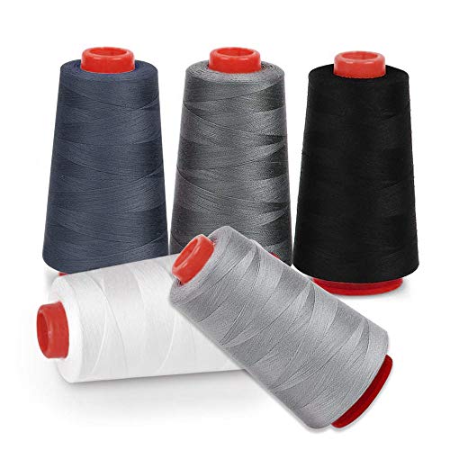 DECARETA 5 Rollen Nähgarn Set Polyester Jede Rolle 3000 Yard Nähmaschinengarn Mehrfarbig Nähgarn Stickgarn Sortiment Reißfest Maschinenstickgarn für die meisten Nähmaschinen, Kleidung, Leder DECARETA 5 Rollen Nähgarn Set Polyester Jede Rolle 3000 Yard Nähmaschinengarn Mehrfarbig Nähgarn Stickgarn Sortiment Reißfest Maschinenstickgarn für die meisten Nähmaschinen, Kleidung, Leder von DECARETA