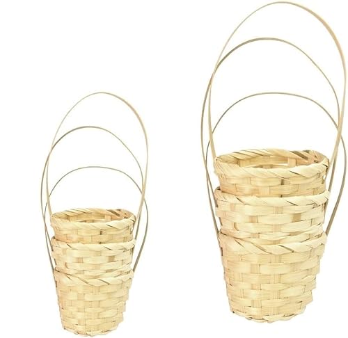 DECARETA 6 Stücke Mini Blumenkorb Geflochten 2 Größen Geflochtener Obstkorb mit Henkel Klein Hochzeit Streukorb Blumenkinder Körbchen für Landhaus Deko Tischdeko DECARETA 6 Stücke Mini Blumenkorb Geflochten 2 Größen Geflochtener Obstkorb mit Henkel Klein Hochzeit Streukorb Blumenkinder Körbchen für Landhaus Deko Tischdeko von DECARETA