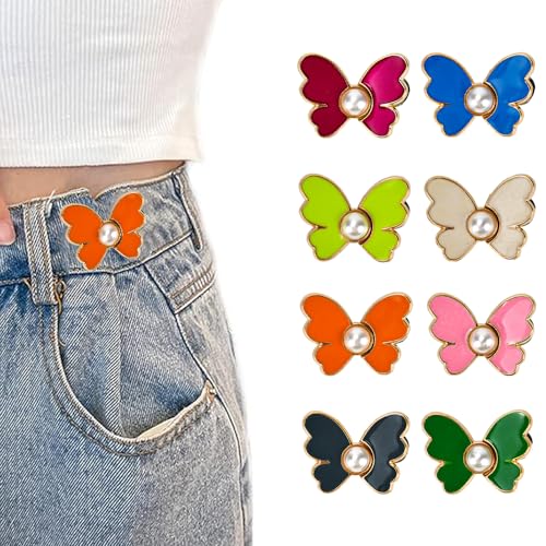 DECARETA 8 Stück Taillenknöpfe Verstellbare Schmetterling Modell Hosen Verkleinern Clip Mehrfarbige Abnehmbare Jeansknöpfe Hosen Enger Machen Hosen Taillenspanner für Röcke, Hosen, Hemden DECARETA 8 Stück Taillenknöpfe Verstellbare Schmetterling Modell Hosen Verkleinern Clip Mehrfarbige Abnehmbare Jeansknöpfe Hosen Enger Machen Hosen Taillenspanner für Röcke, Hosen, Hemden von DECARETA