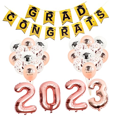 DECHOUS Komplettes Abschlussfeier-paket Folienballons Latex-banner Graduiertenkappe Aluminiumfolien-dekorationen Party-dekorationen von DECHOUS
