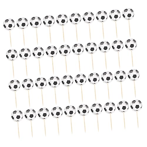 DECHOUS 1 Satz Fußball Zahnstocher Flagge Party Kuchenaufsatz Party Dessert Kuchen Ornament Muffin Aufsatz Dessert Einsatz Dessert Aufsatz Fußball Kuchenaufsatz 24 Stück von DECHOUS