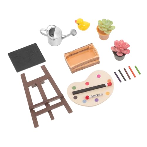 DECHOUS 1 Satz Puppenhaus-Modell Dekoration Realistische Miniaturmalereiszene Mini-skizzenszene Miniatur-zeichenbrett Mini-topfblume Puppenhauszubehör Miniaturmodell Plastik von DECHOUS