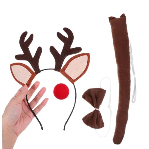 DECHOUS 1 Satz Teiliges Set mit Geweih Stirnband Nase und Fliege für Festliche Anlässe Cosplay und Bühnenaufführungen Reinigen DECHOUS 1 Satz Teiliges Set mit Geweih Stirnband Nase und Fliege für Festliche Anlässe Cosplay und Bühnenaufführungen Reinigen von DECHOUS