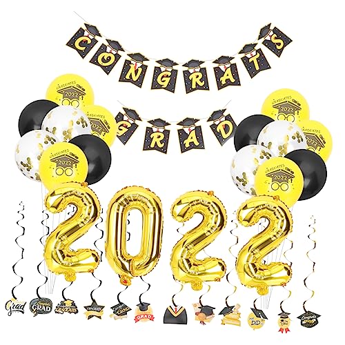 DECHOUS 1 Set Abschlussfeier Dekorationen Ornament Partyzubehör Zarte Luftballons Party Banner Banner Für Abschlussfeiern Dekoratives Banner Für Den Abschluss Buntes Papier von DECHOUS