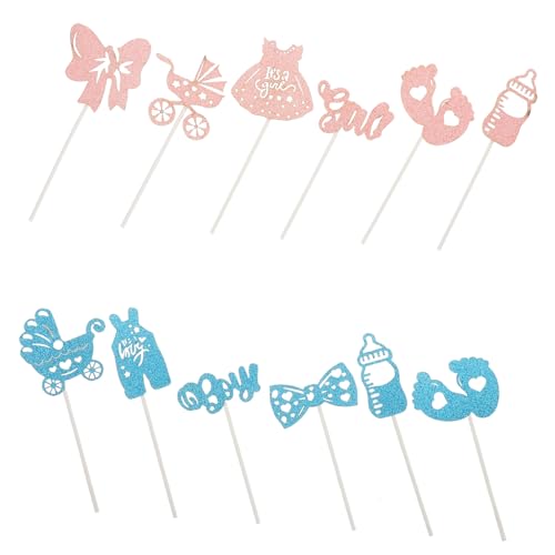 DECHOUS 1 Set Requisiten Zur Enthüllung Des Geschlechts Zubehör Zur Enthüllung Des Geschlechts Foto Requisiten Zur Enthüllung Des Geschlechts Cupcake Topper Für Babypartys Cupcake von DECHOUS