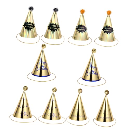 DECHOUS 10 Stück Spitzhut Partyhüte Kleinkinderhüte Babymütze Kindergeburtstagsmütze Entzückende Party Kopfschmuck Geburtstagskopfschmuck Kreative Geburtstagsmütze Partykopfschmuck Party von DECHOUS