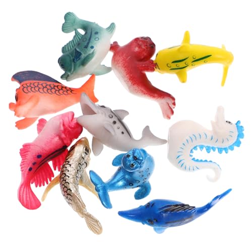 DECHOUS 10 Stück Teiliges Set Realistische Meerestiere PVC Modelle Leichte Detailreiche Meeres Tierfiguren für Multifunktionale Dekoration für Kuchen Partys und Lernspielzeug von DECHOUS