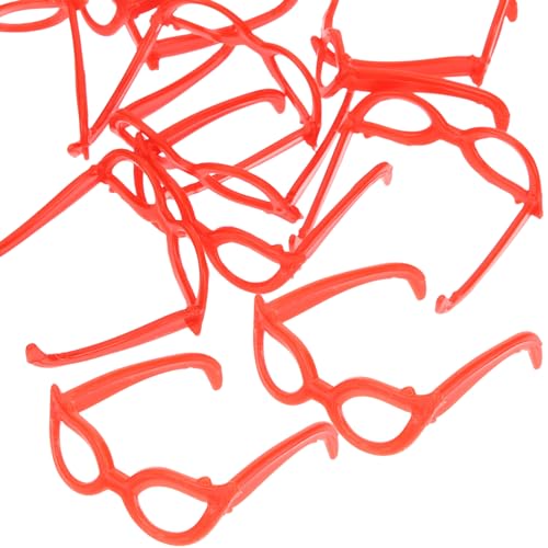 DECHOUS 100 Stück Puppenbrille wiedergeborenes Puppenzubehör Puppen Kleidung Puppen Klamotten schnapsgläser Minibrille für Puppe Mini-Brille für Puppen Plastik rot von DECHOUS