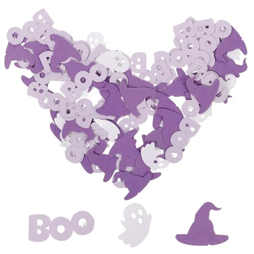 DECHOUS 100 Stück Zauberer Hat Ghost Paper Confetti dekorativ Familie Thema Geist Konfetti-Ornamente Form Halloween-Bastelbedarf Halloween-Party-Konfetti Zauberer Papier Violett von DECHOUS