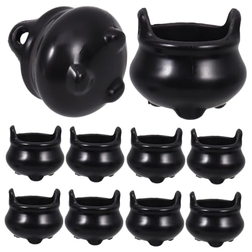 DECHOUS 12 Stück Teiliges Halloween Miniatur Kessel aus Abs Kleine Schwarze Deko für Party DIY Candy Box Füller Puppenhaus Tischdekoration Vielseitig Verwendbar von DECHOUS