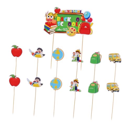 DECHOUS 13Stücke Back To School Kuchen Topper Tortenstecker Mit Kleinen Und Großen Dekoration Für Desserts Zur Rückkehr Die Schule Party von DECHOUS
