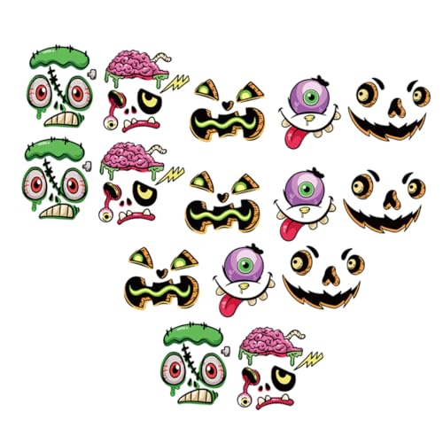 DECHOUS 15 Blatt Teiliges Halloween Kürbis Dekorationsset Aufkleber Langlebig Verschiedene Lustige Motive DIY Sticker für Party Wand Fenster Halloween Bastelset für Gruselige Stimmung von DECHOUS
