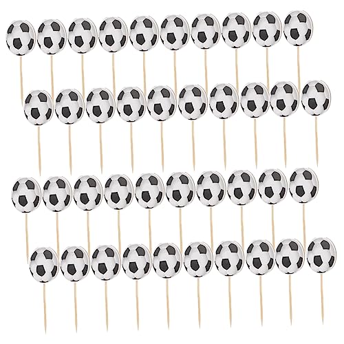 DECHOUS 2 Sätze Fußball Zahnstocher Flagge Party Kuchenaufsatz Muffin Aufsatz Fußball Kuchenaufsatz Dessert Aufsatz Cupcake Aufsatz Party Dessert Dessert Einsatz 24 Stück * 2 von DECHOUS