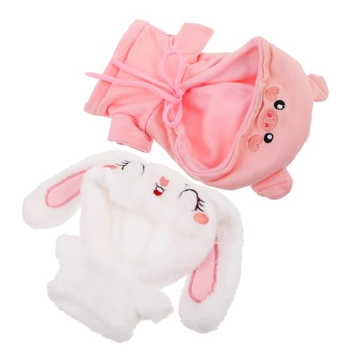 DECHOUS 2 Stück Sweatshirt plüsch Hoodie Puppen-Hoodie Kleidung für Plüschtiere Cartoon-Puppenkleidung Plüschtierkleidung Stoff von DECHOUS