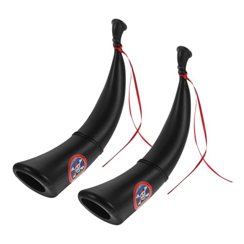 DECHOUS 2 Stück fasching zubehör faschingsaccessoires rave on piratenzubehör Lustiges Horn Erwachsene Piratenhorn Kostüm Hörner Zubehör für Piratenpartys Piraten-Cosplay-Horn Plastik Black von DECHOUS