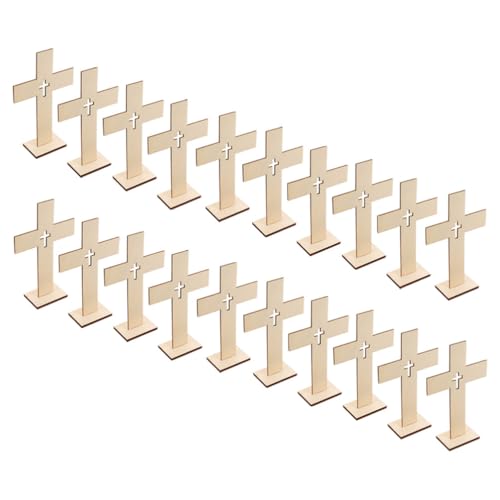 DECHOUS 20 Stück Holzkreuze zum Basteln: Unlackierte Kreuze aus Holz für DIY-Projekte, Tags, Sonntag, Schule, Kirche, Heimdekoration, 16,6 x 10,2 x 4,1 cm von DECHOUS