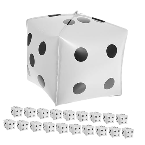 DECHOUS 20 Stück Teiliges Würfel Folienballon Sechsseitige Aluminiumfolie Luftballons Glänzende Würfel Deko für Spielnacht Geburtstags und Themenpartys Weiße Party Dekoration von DECHOUS