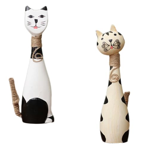 DECHOUS 2 Stücke Holz Paare Katze Dekorationen Home Décor Produkte Für Decor Katze Statue Ornament DECHOUS 2 Stücke Holz Paare Katze Dekorationen Home Décor Produkte Für Decor Katze Statue Ornament von DECHOUS