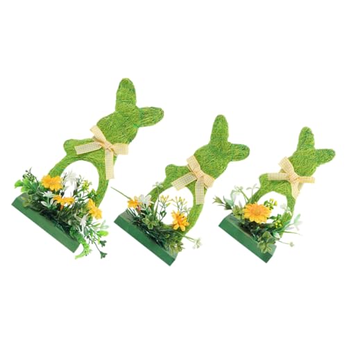 DECHOUS 3 Stück Osterei-Hasen-verzierung Kaninchen Wohnkultur Frühling Dekorationen Drinnen Ornamente Ostertischdeko Aus Holz Dekorative Requisiten Für Ostern Holzentischdekor Plastik von DECHOUS