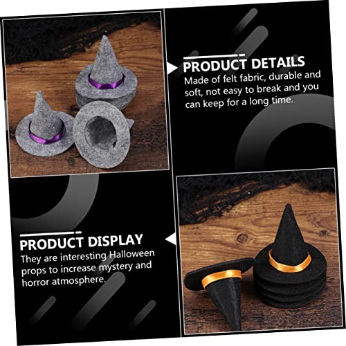 DECHOUS 3 Stück Teiliges Mini Hexenhüte aus Filz Handgefertigte Halloween Weinflaschenhüllen Schwarz und Rot Kreative DIY Bastelaccessoires für Party und Tischdekoration von DECHOUS
