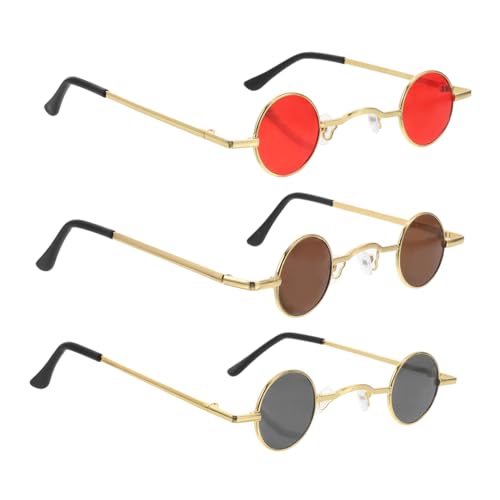 DECHOUS 3 Stück kleiner runder Brillenrahmen vintage retro farbige gläser Brillen im Set Trendy Brille Vintage- runde für damen Stk DECHOUS 3 Stück kleiner runder Brillenrahmen vintage retro farbige gläser Brillen im Set Trendy Brille Vintage- runde für damen Stk von DECHOUS