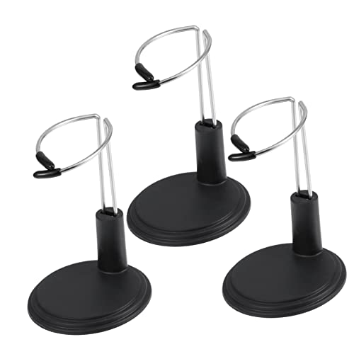 DECHOUS 3 Stücke Puppenständer doll Accessories tooniesregal Puppenpräsentation Puppenaufsteller Spielzeugständer Mädchen Marionette Stand Puppenhalterung Steht Zeigen Plastik Black von DECHOUS