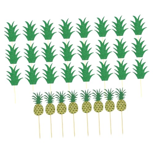 DECHOUS 32St Ananas-Karte wiederverwendbar Aufkleber für Zubehör Drehscheibe Dekorationen Streifen beach party dekoration kuchendekoration Kuchenschmuck Kucheneinlage Karten Bambusstab von DECHOUS