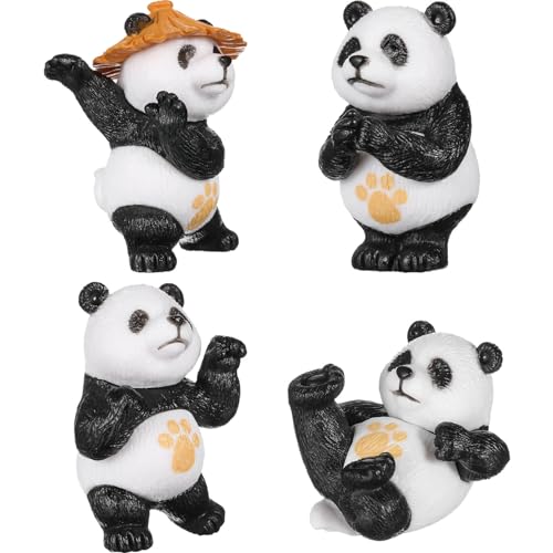 DECHOUS 4 Schöne Panda-Cupcake-Topper Miniatur-Panda-Figuren Partygeschenke Verschleißfeste Panda-Desktop-Dekorationen Panda-Motto-Partyzubehör von DECHOUS