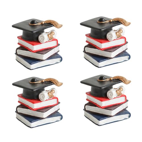 DECHOUS 4 Stück Buchschmuck Aus Harz Dekoration Kuchen -topper Kuchenparty-ornamente Abschlussfeier Papier Hochzeit Mini Du Kuchen Dekorativer Topper Buchstapelverzierungen Planke Black von DECHOUS