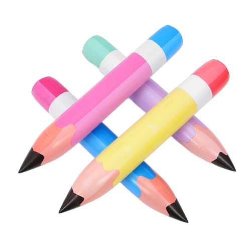 DECHOUS 4 Stück aufblasbarer Bleistift aufblasbare Buntstifte Jumbo zappeln Neonballons party dekoration Klassenzimmerdekoration bleistifte Gunst der Schulparty Partyzubehör PVC von DECHOUS