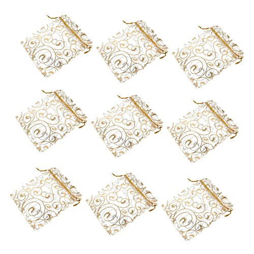 DECHOUS 50 Stück Organza-süßigkeitenbeutel Mit Kordelzug Hochzeits-partytüten Weihnachts-süßigkeitenbeutel Aufbewahrungsbeutel Elegante Vergoldungstasche Für Partydekorationen von DECHOUS