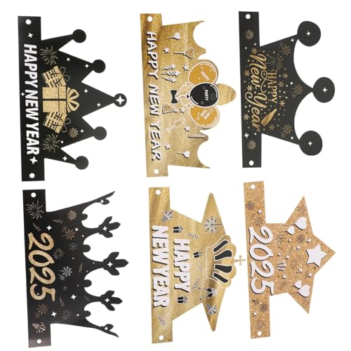 DECHOUS 6 Stück Neujahrskronen Hüte Neujahrsparty Papierkappen Papierhüte Karneval Foto Requisiten DECHOUS 6 Stück Neujahrskronen Hüte Neujahrsparty Papierkappen Papierhüte Karneval Foto Requisiten von DECHOUS