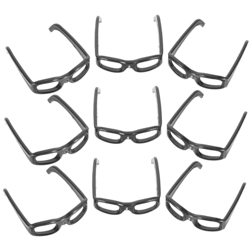 DECHOUS 60 Stück Mini-Brille Puppe Unser Mädchen Miniatur Gemacht Gläser Winzig Rahmen Schüttgut Kleine Schwarze Minibrille Zubehör Plastik Black von DECHOUS