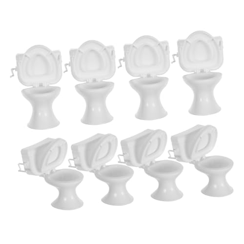 DECHOUS 8 Stück Puppenhaus-Badezimmer-Accessoires klein waschbar Stütze unser Dekorationen Mini-Basteldekore Toilette für Minihaus dekoratives Mini-Modell Puppenhaus Toilette Plastik Weiß von DECHOUS