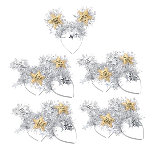 DECHOUS 9 Stück Teiliges Neujahrs Haarreif mit Sternen Dekorativer Party Kopfschmuck für Silvesterfeier Glitzernde Happy Year Haarschmuck für Erwachsene und Festliche Foto Requisiten von DECHOUS