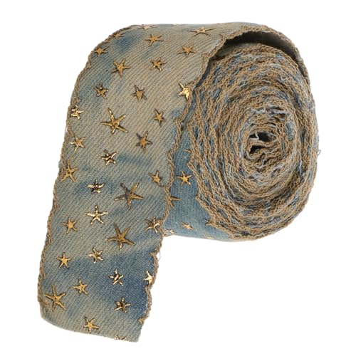DECHOUS Denim-Gurtband nähen trimmen Party Ripsband wickeln Denim-Stern-Patches Jeansband. Jeansstoffband Sternenband Jeans-Haarschleife Denim-Haarschmuck Polyester von DECHOUS
