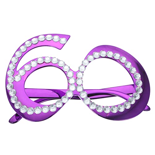 DECHOUS Geburtstagsbrille mit Strasssteinen Kunststoff Brillen Deko Fotorequisit für Party Zubehör für Damen und Herren von DECHOUS