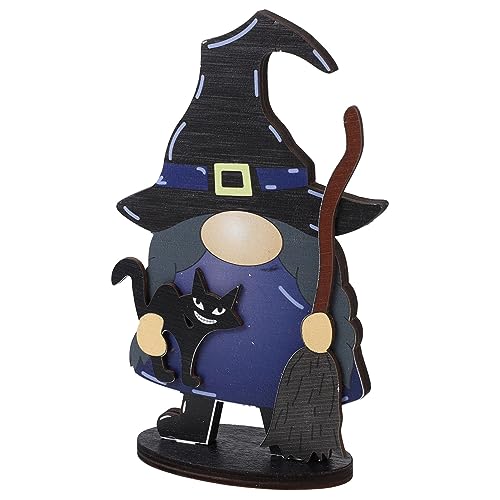 DECHOUS Halloween Holz Tischdekoration Gnom Hexe Deko Holzfigur Stabile Tischmitte für Halloween Party und Festtagsdeko von DECHOUS